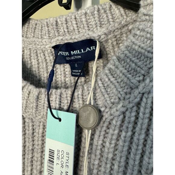 Peter Millar NWT Chalet Textured Wool Blend Crewneck Sweater in Gray Size L - Picture 9 of 10
